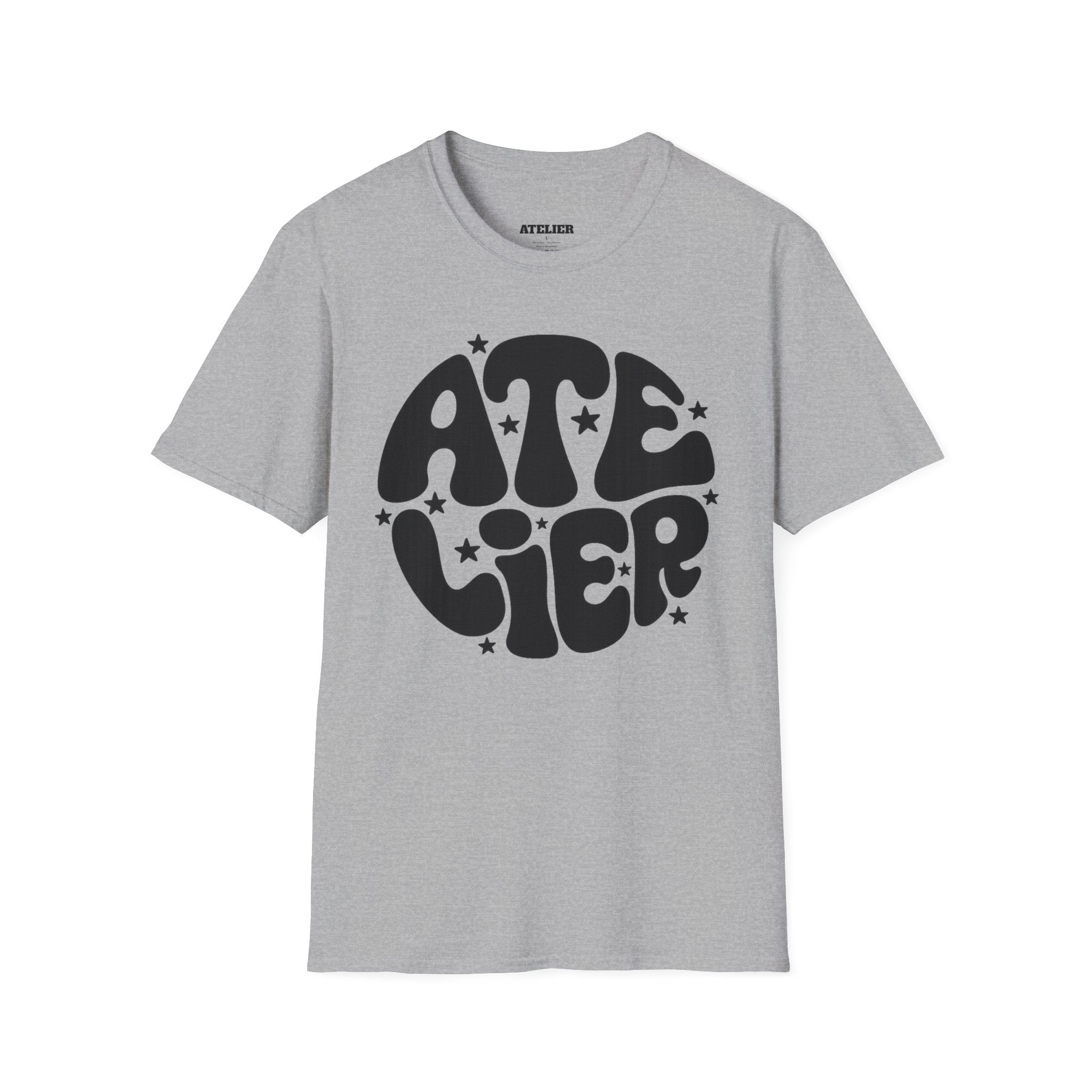 T-Shirt — Retro 'Atelier' Bubble Logo Tee