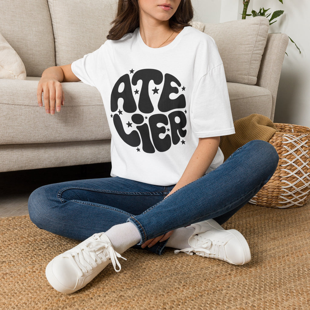T-Shirt — Retro 'Atelier' Bubble Logo Tee