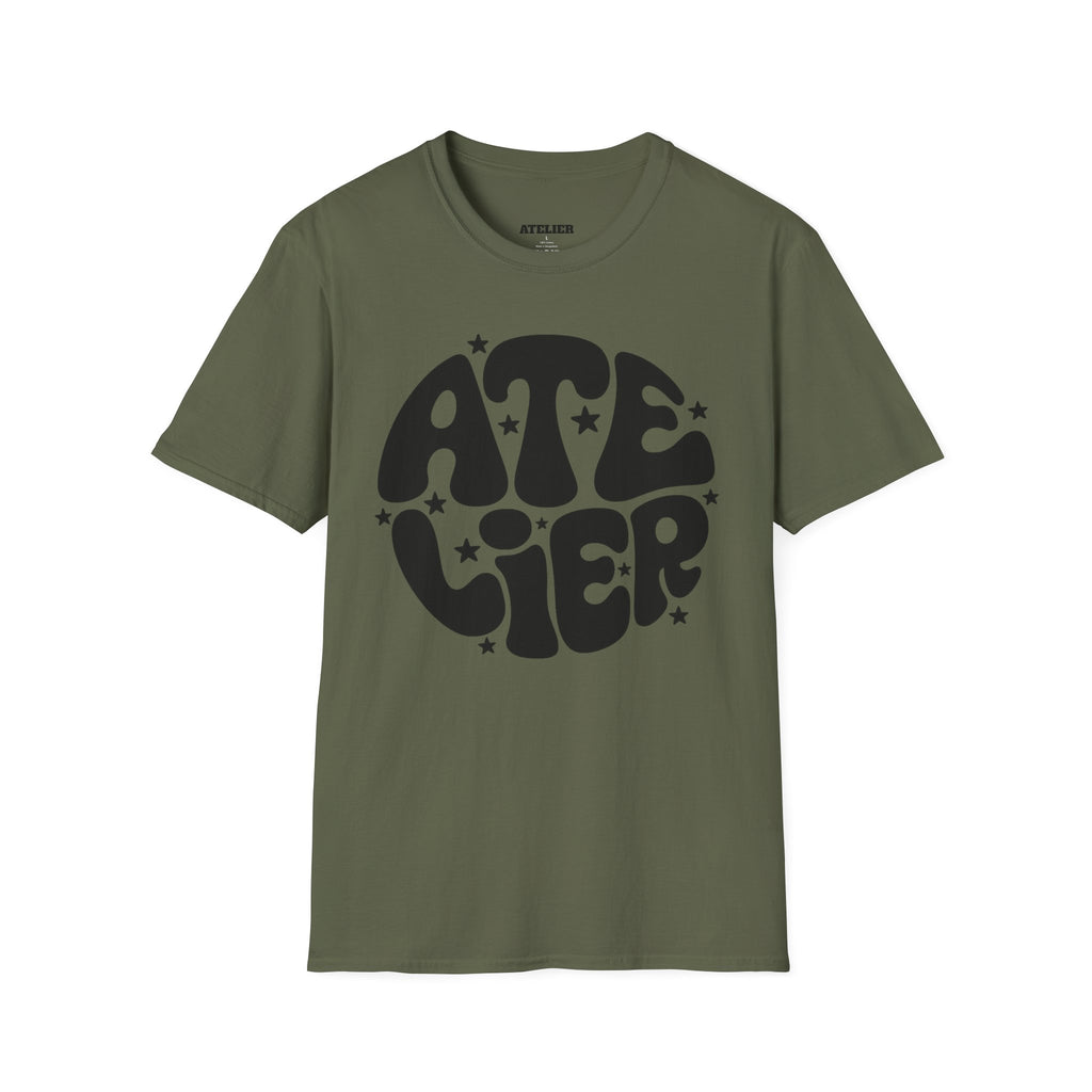T-Shirt — Retro 'Atelier' Bubble Logo Tee